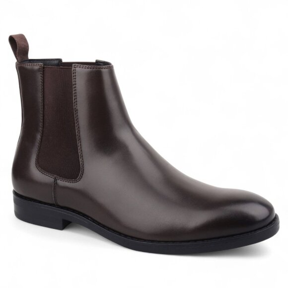 Alfani Mens Brown Heel Pull-Tab Goring Cushioned Luka 2 Round Toe Block Heel Dre - Picture 1 of 2